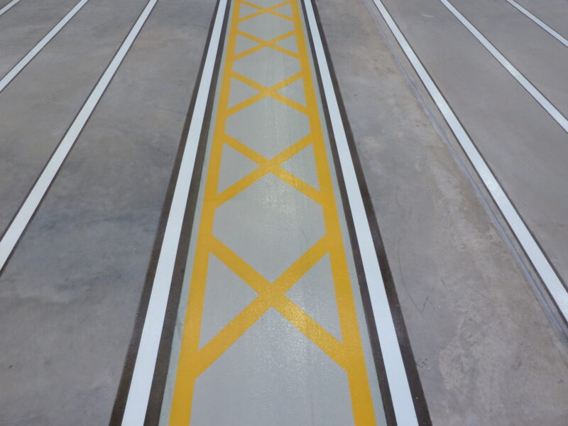 Hatched area line marking in warehouse
