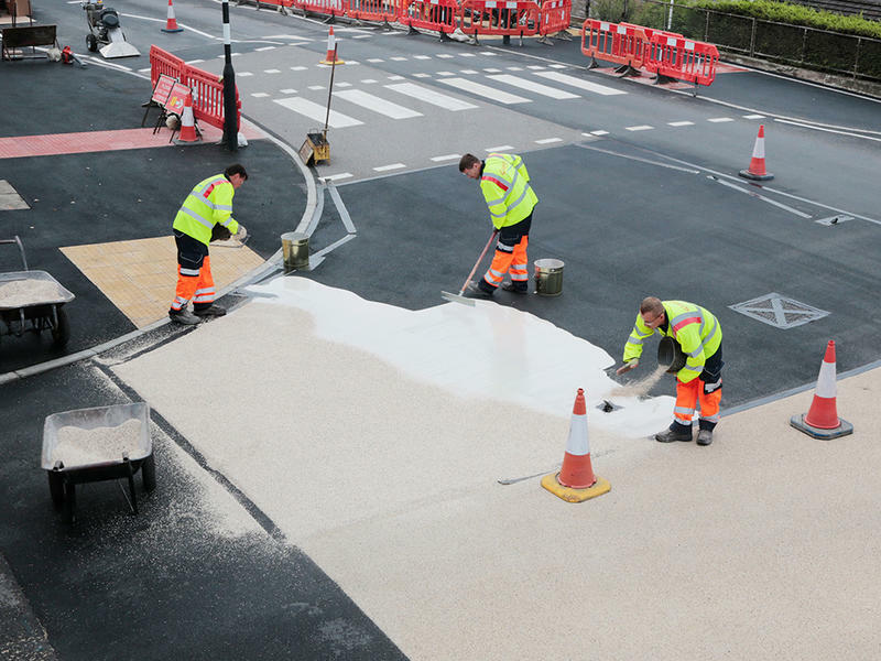 Hypergrip texture being laid in the road