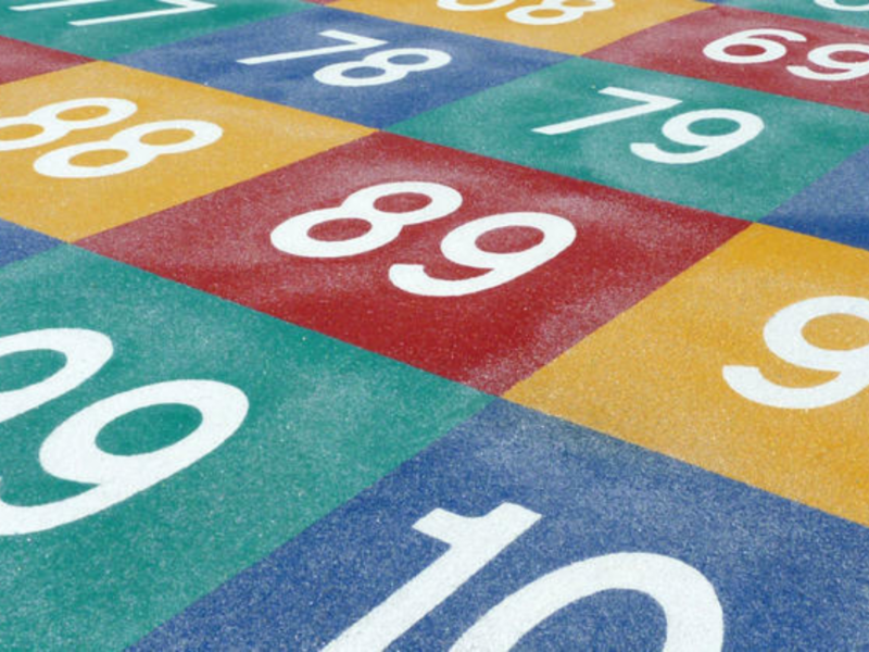 Playground Markings QMS playground marking number grid. Numbers in different colours