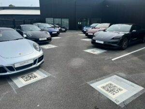 Porsche lot with recent scanmark work being completed