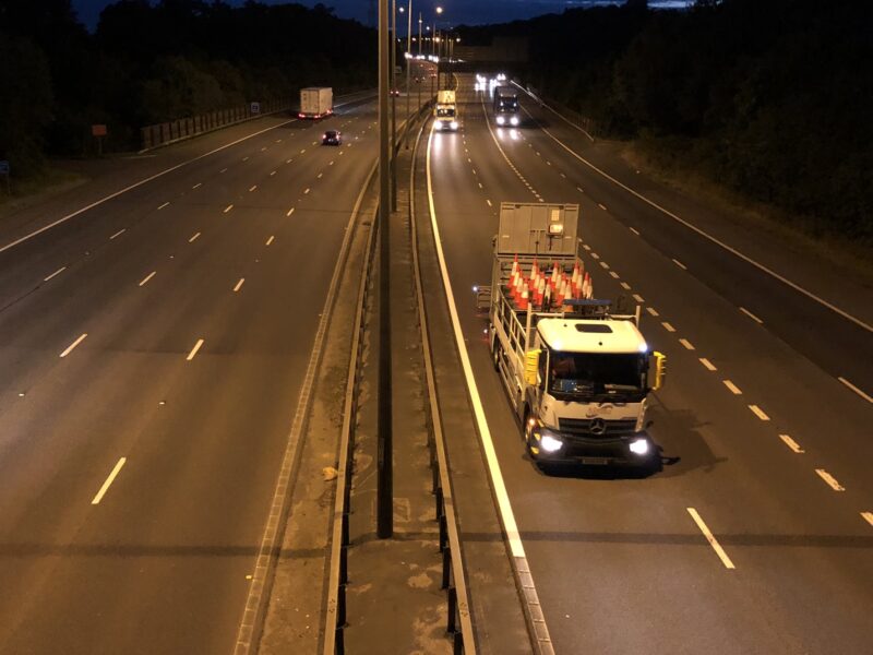 main road with lorry