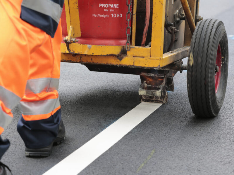 Close up of QMS team line marking