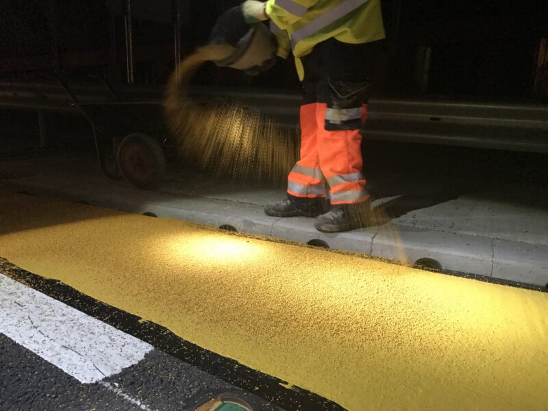 pouring material