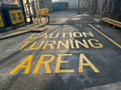Yellow Caution Turning Area External Line Markings