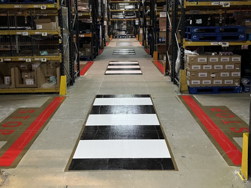 warehouse line markign walkway