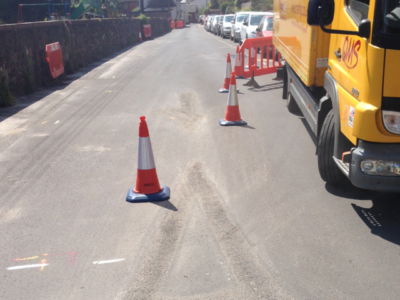 cones around line marking removal