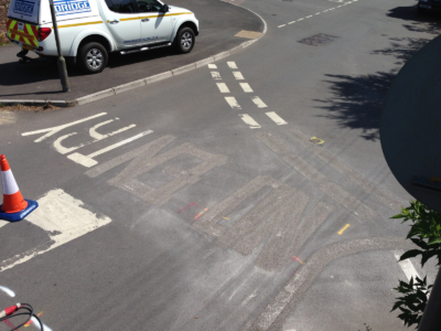 removing no entry line marking