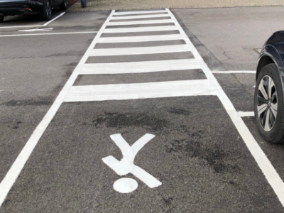 white pedestrian crossing lines