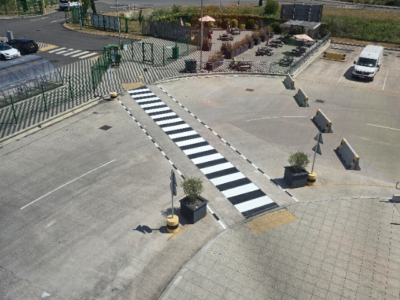 Zebra crossing in car park