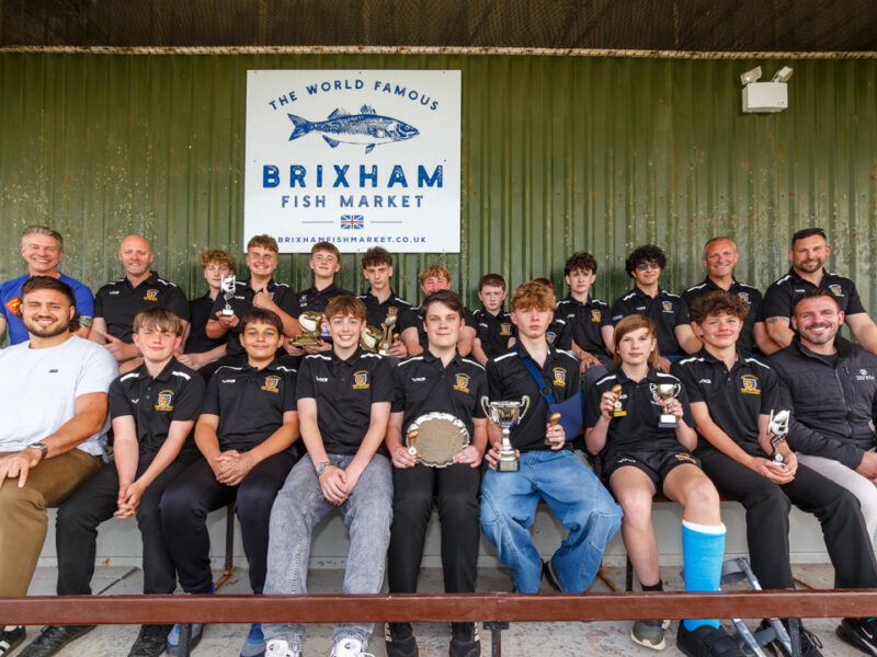 Ethan Roots Greg Clark with Brixham U14 Rugby Team
