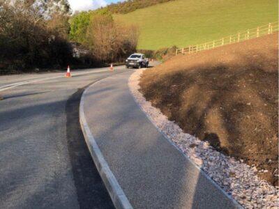 Resin bound pathway alongside road
