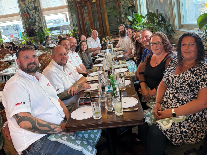 Jenni and the QMS Team, at her farewell lunch at the Ivy Exeter