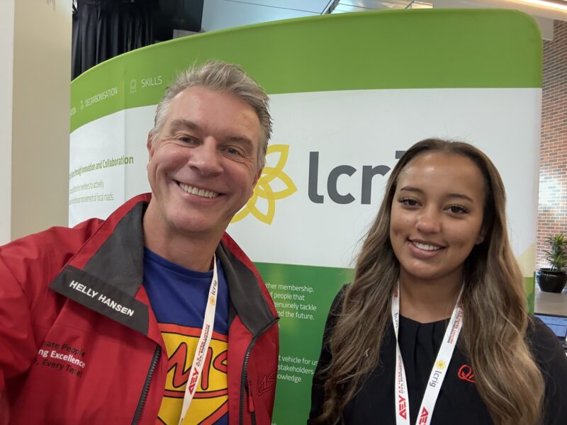 Greg and Virginia stood by LCRIG sign at Strictly Highways 2026